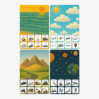 Magnetinė transporto dėlionė vaikams – žemės, oro, vandens ir kosmoso transportas